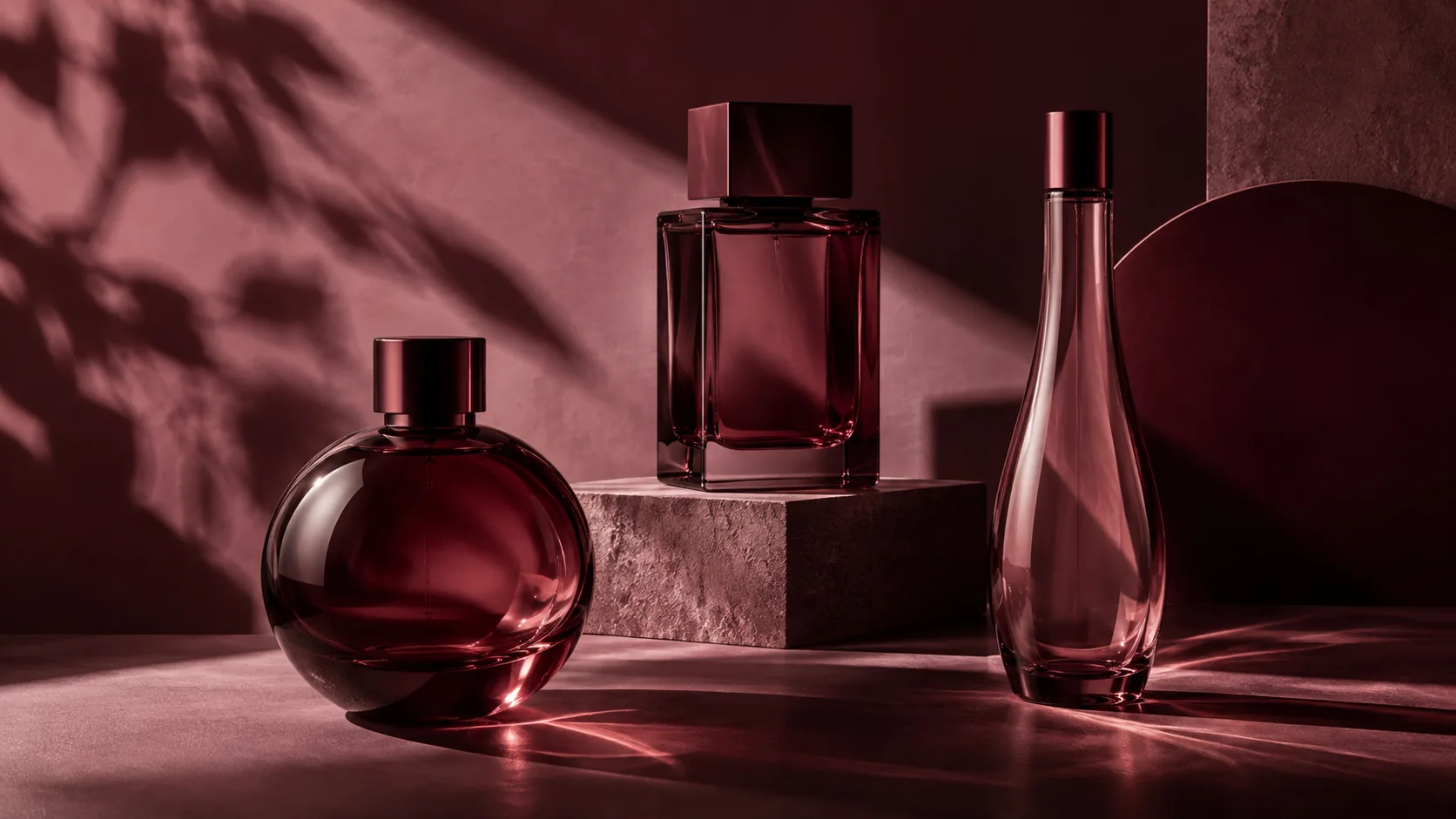 Round, square and slender generic glass bottle shapes